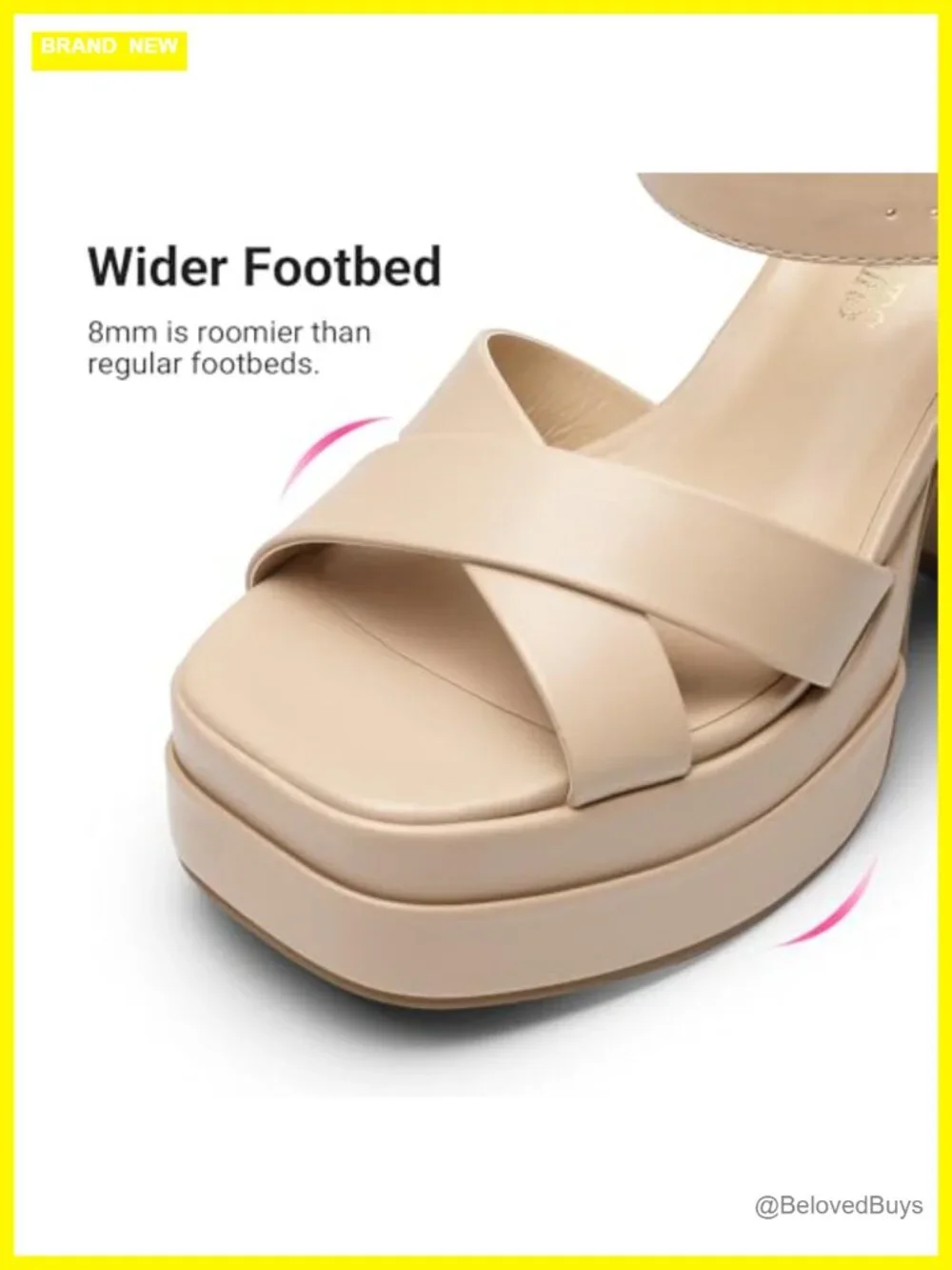 Women's Platform Chunky Heel Sandals - Faux Leather Square Toe Ankle Strap